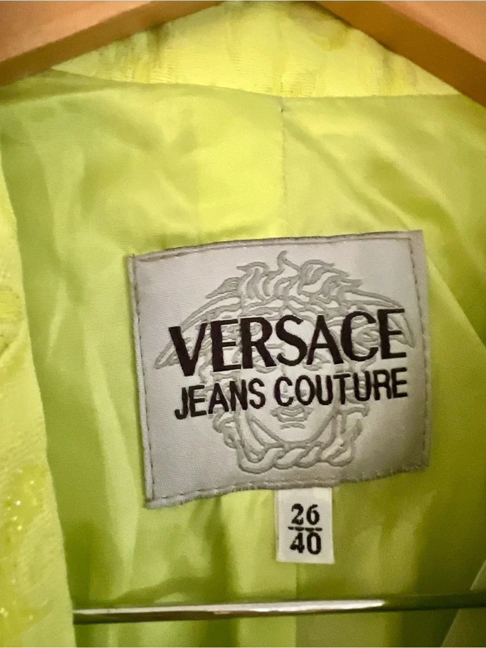 Vintage VERSACE JEANS COUTURE c. 1998 Medusa Hook Eye Metallic Jacquard Blazer